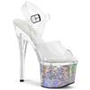 Pleaser - ESTEEM708CK Sandale à bride à la cheville, Pole dance chaussures - Transparent/Couleur argent Product image
